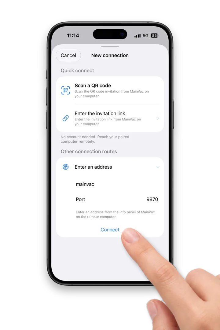 Adding a new connection on the phone